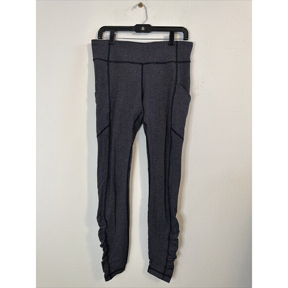 Lululemon Speed Tight IV Giant Herringbone Black Heathered Leggings Size 10 - Picture 3 of 9